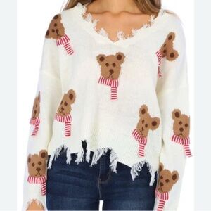 no comment Chicwish White Teddy Bear Sweater XL